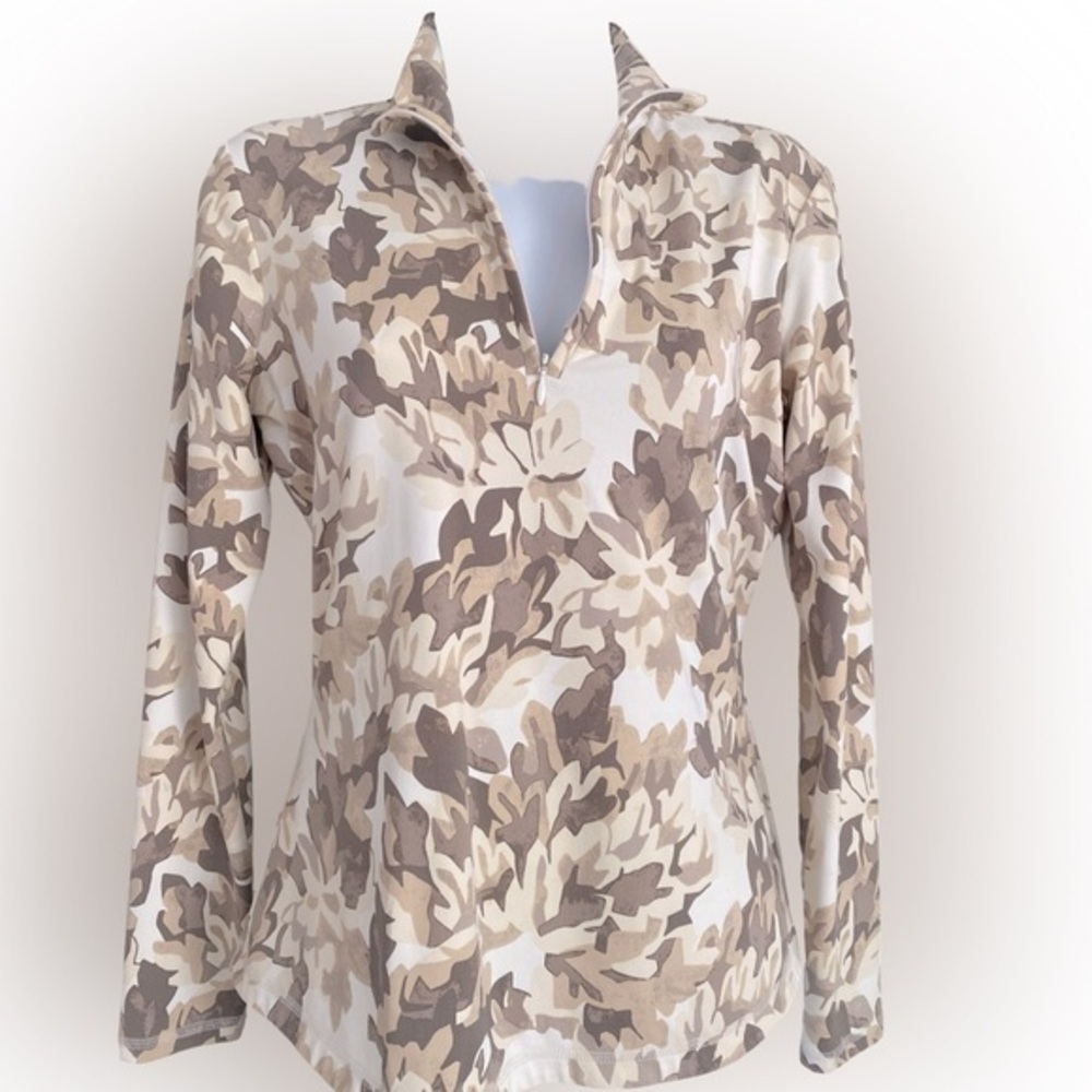 J McLaughlin Quarter Zip Top - S tan cream , nylon spandex , NWOT